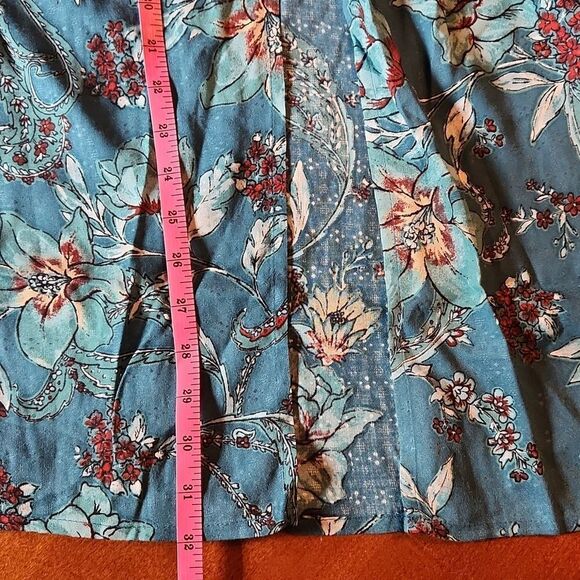 BOG Bohemian Peasant Celene Floral Layered Midi Skirt with Sit, Medium, Teal - Picture 6 of 10